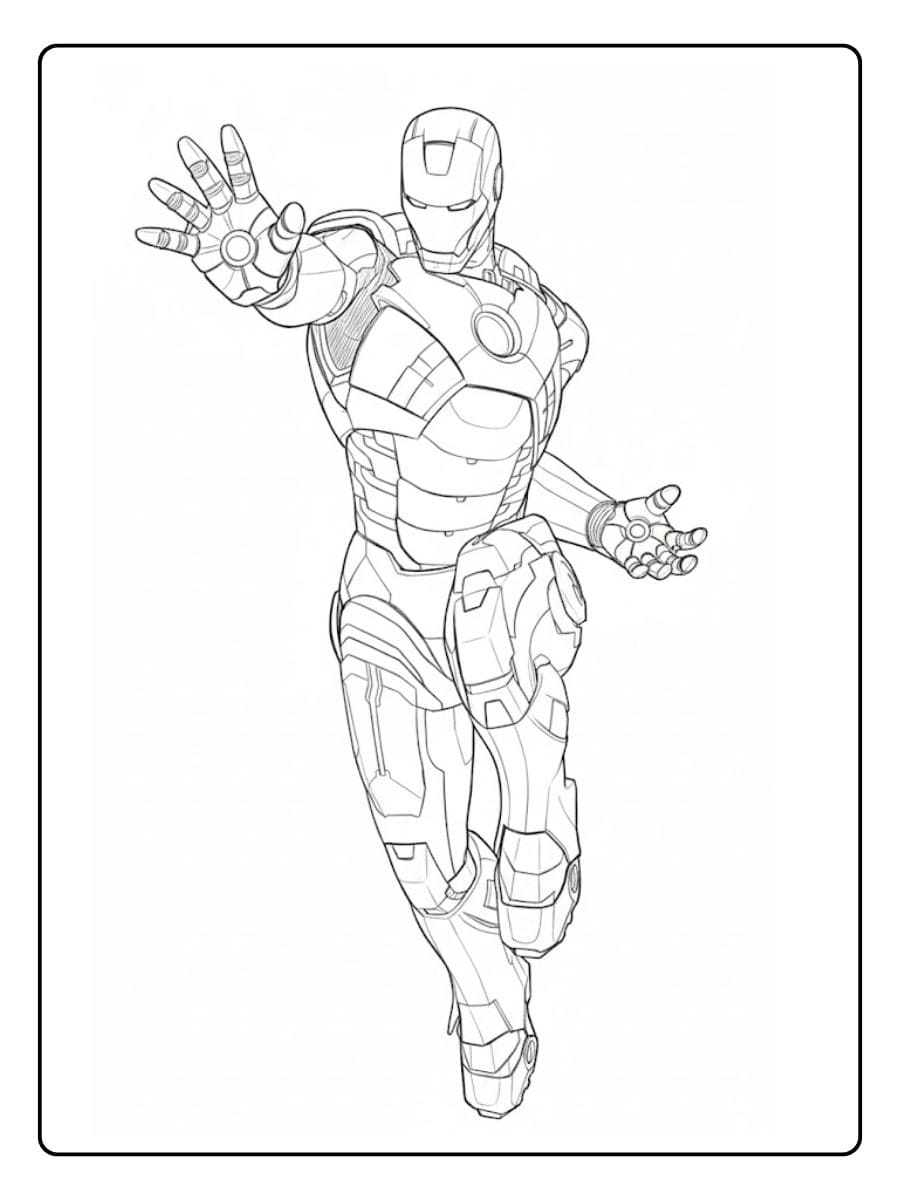 Black and White Sketch Iron Man Coloring Pages