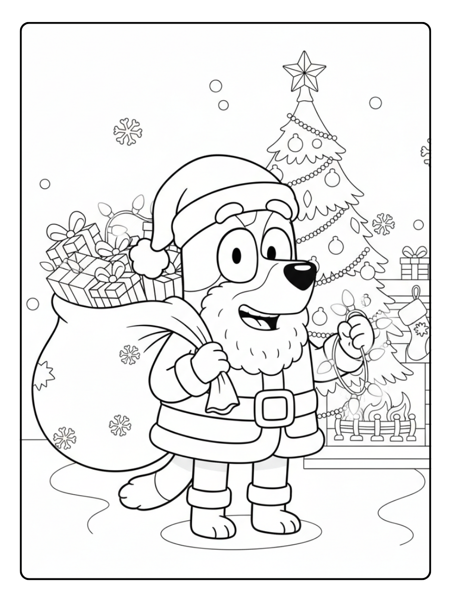 Bluey Christmas Coloring Pages – Bandit Heeler Christmas