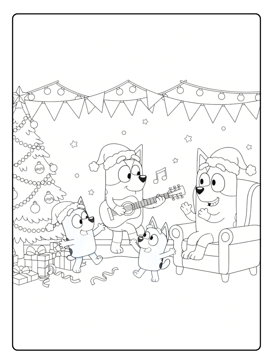 Bluey Christmas Coloring Pages – Bluey Christmas Celebration