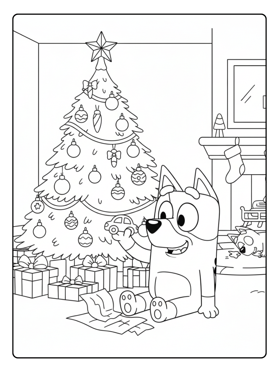 Bluey Christmas Coloring Pages – Bluey Christmas Morning