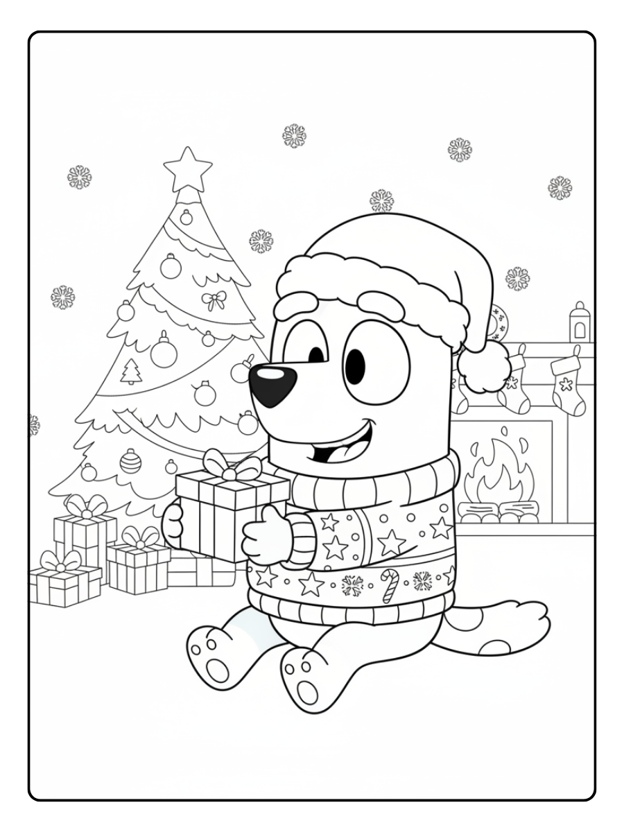 Bluey Christmas Coloring Pages – Bluey Cute Christmas Pose