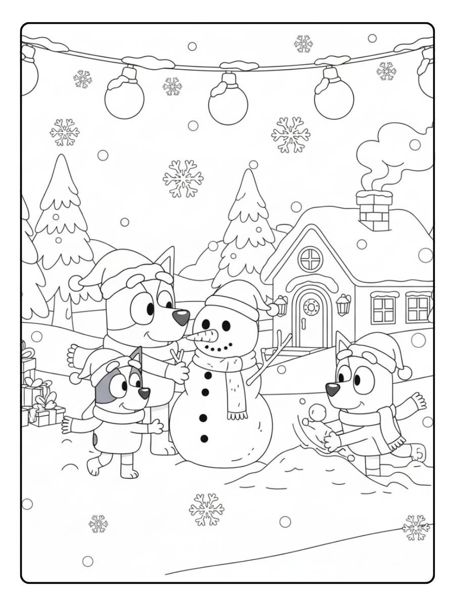 Bluey Christmas Coloring Pages – Bluey Snowy Christmas