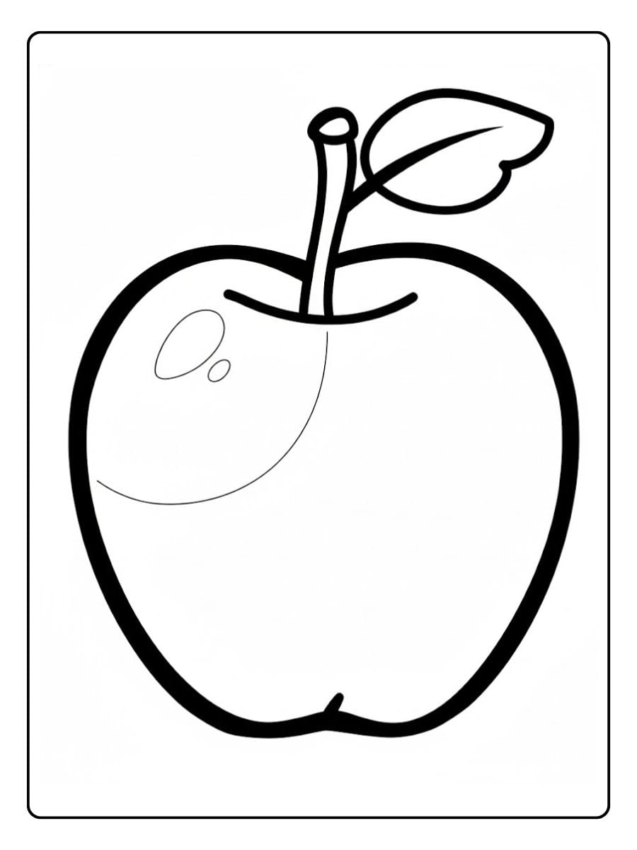 Bold Outline Apple Apples Coloring Pages