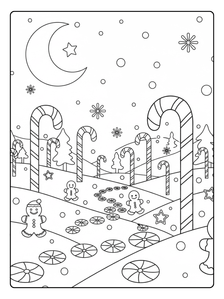 Candy Cane Wonderland – Christmas Coloring Pages