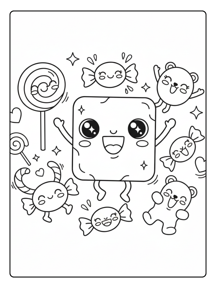 Candy Coloring Pages – Candy Joyful Mood