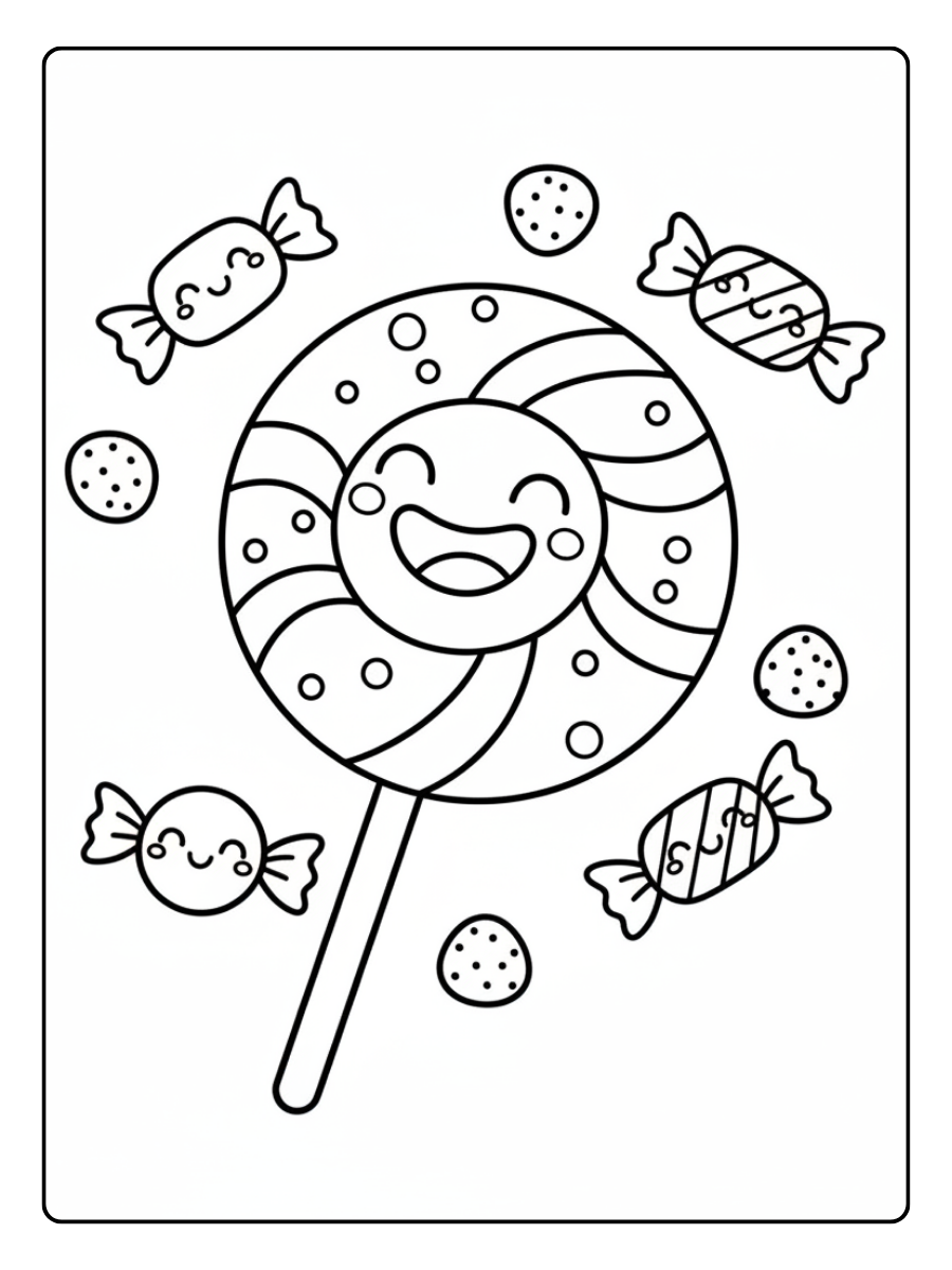 Candy Coloring Pages – Smiling Candy