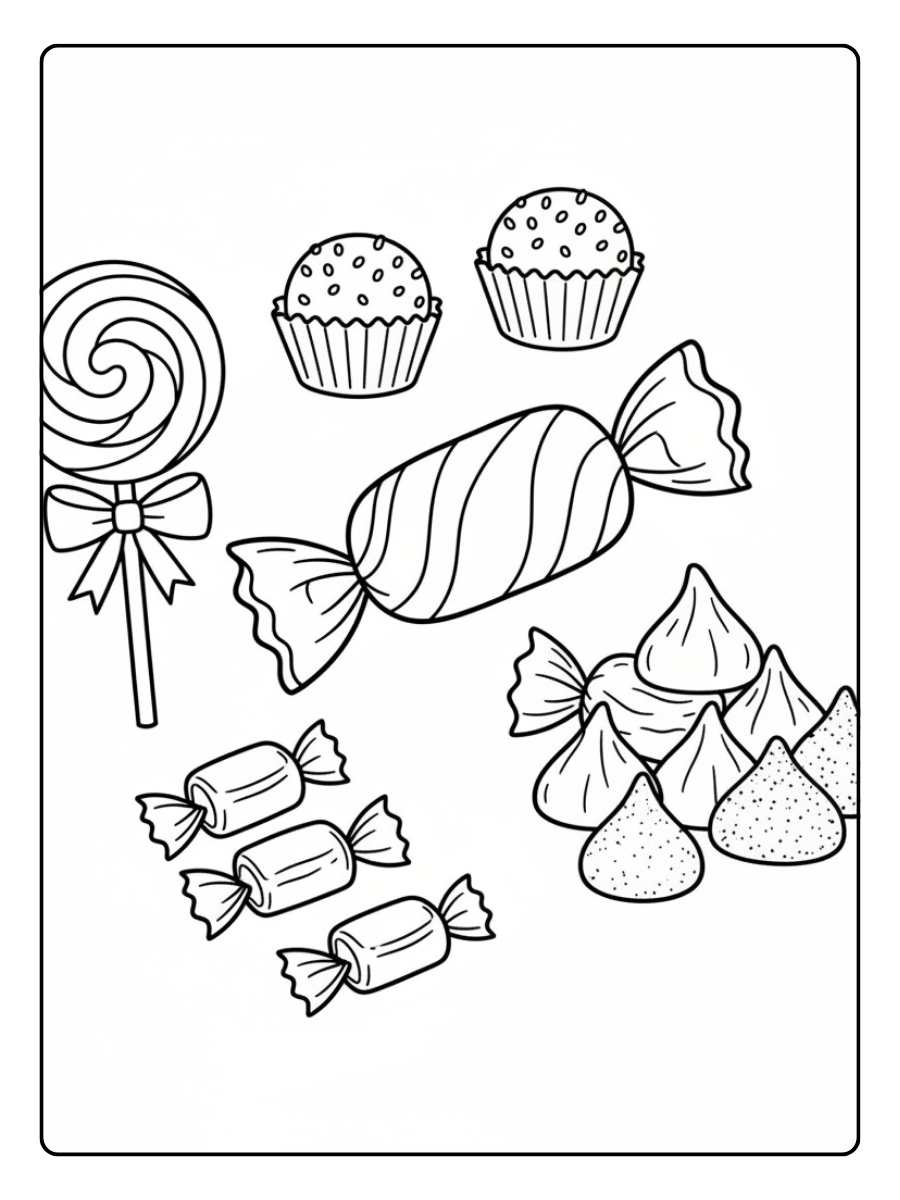 Candy Coloring Pages – Sweet Wrapped Candy