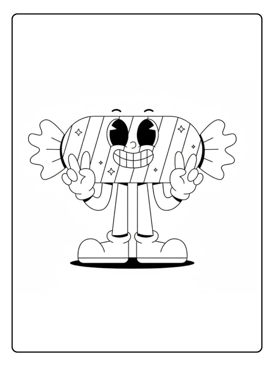 Candy coloring pages cute candy character with arms