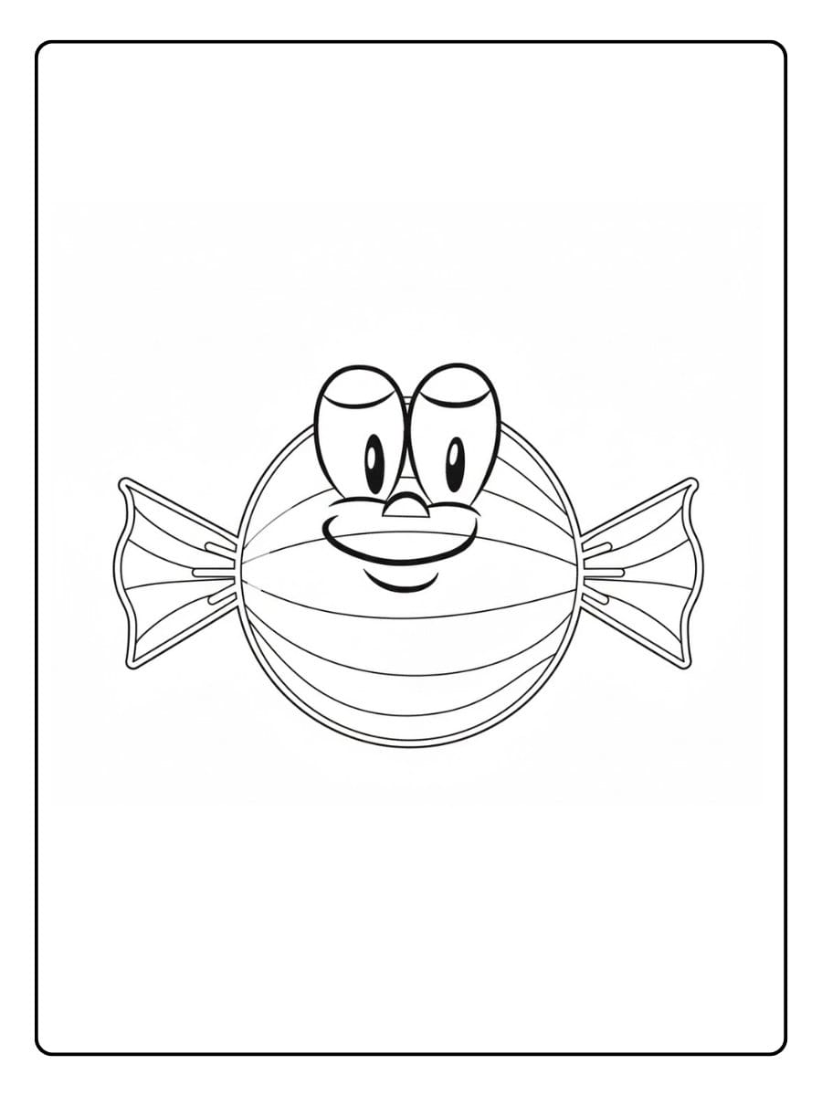 Candy coloring pages smiling candy character