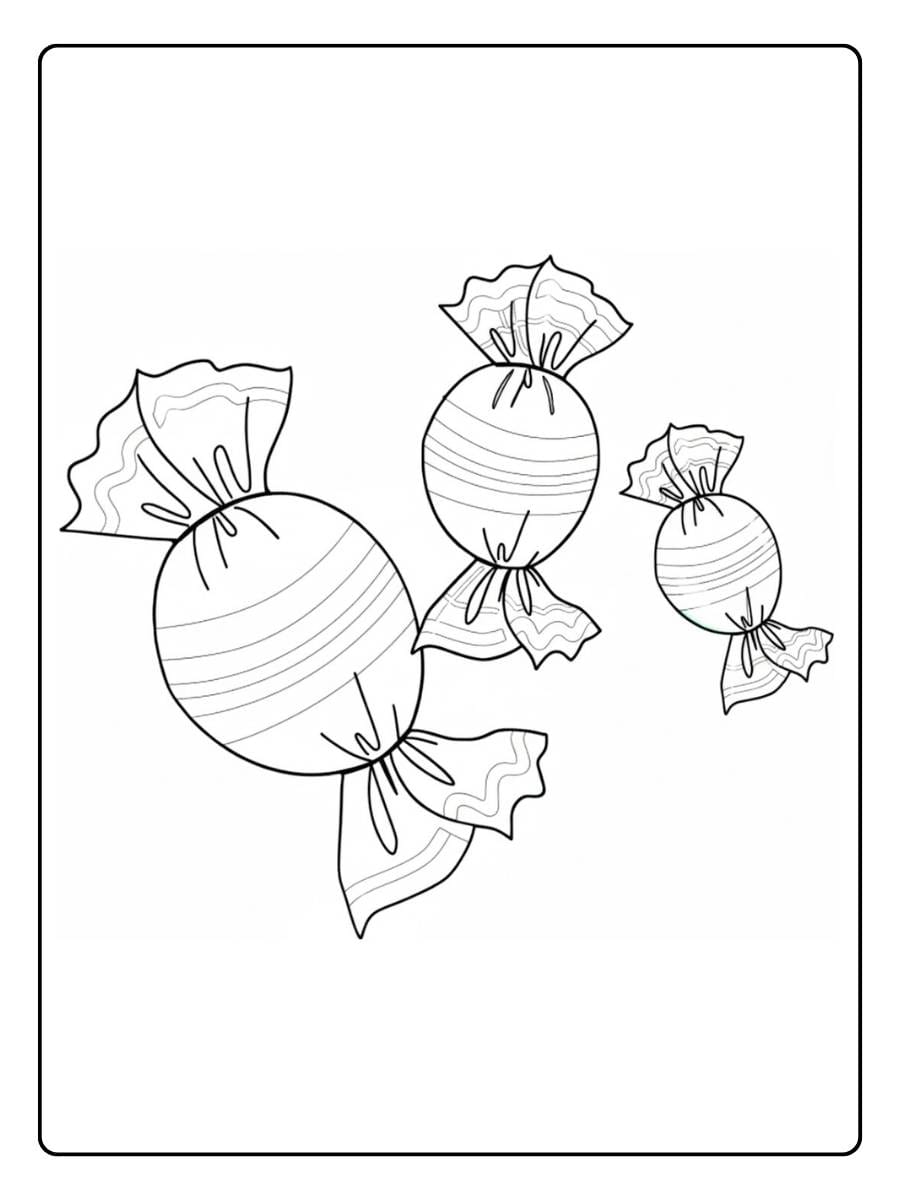 Candy coloring pages wrapped candy assortment