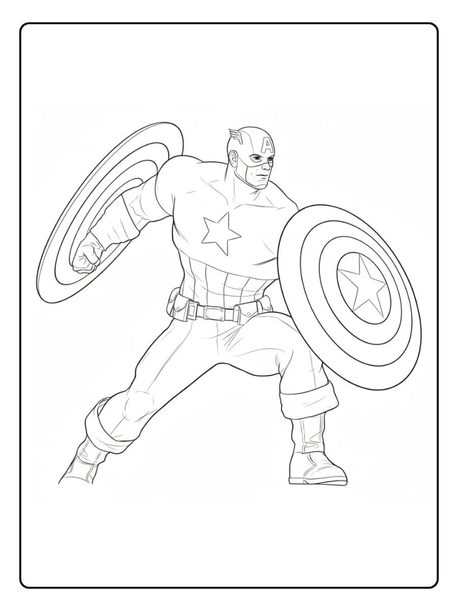 Captain America Coloring Pages Outline for Simple Drawing
