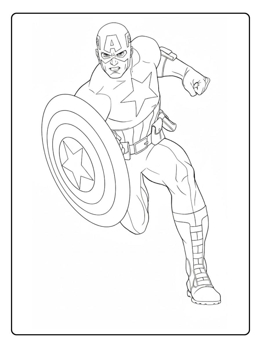 Captain America Coloring Pages Simple Outline