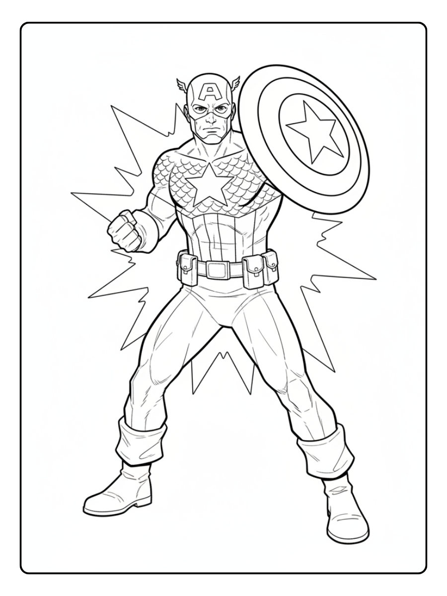 Captain America Coloring Pages – Captain America Battle Ready