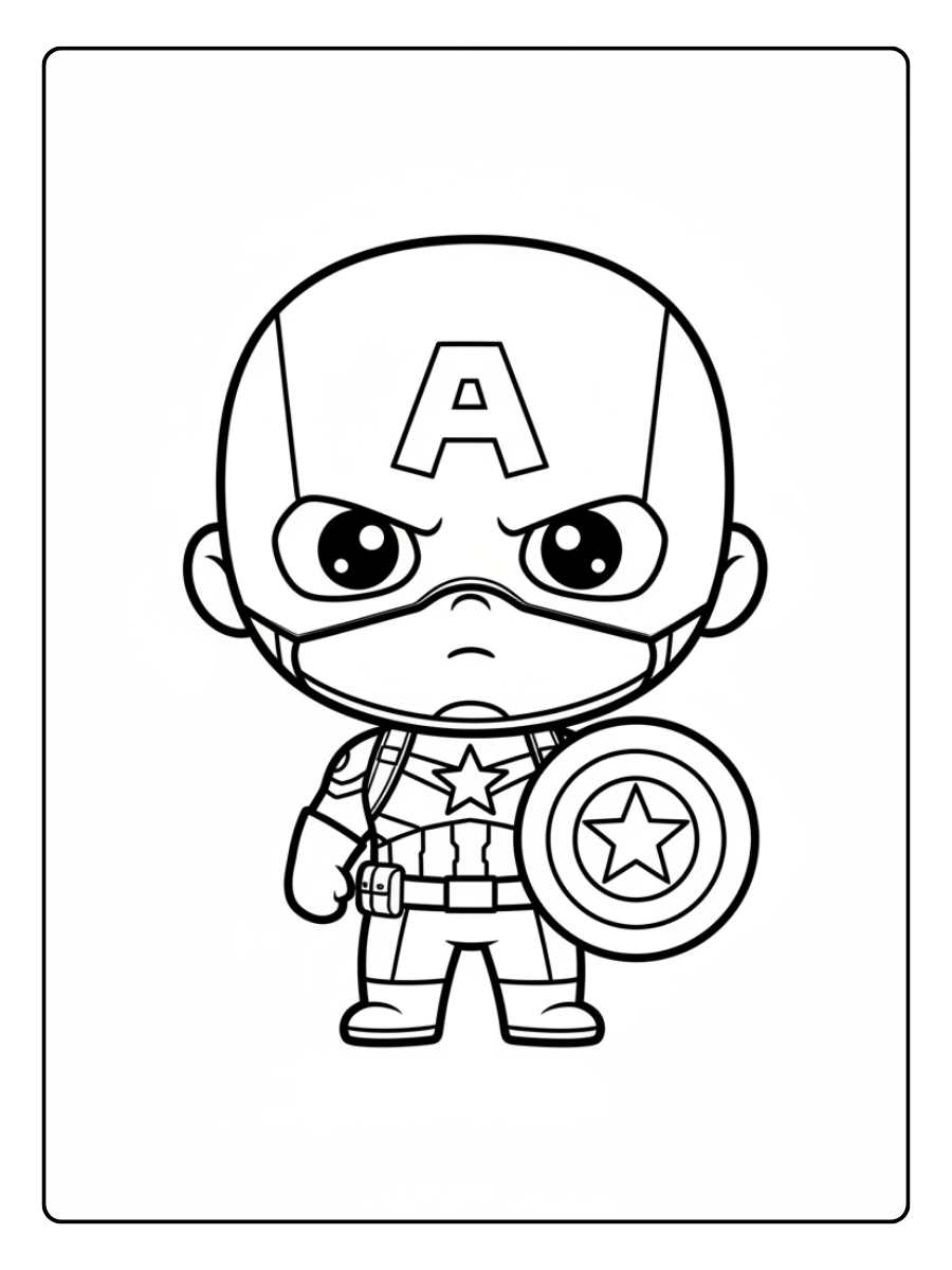 Captain America Coloring Pages – Captain America Chibi