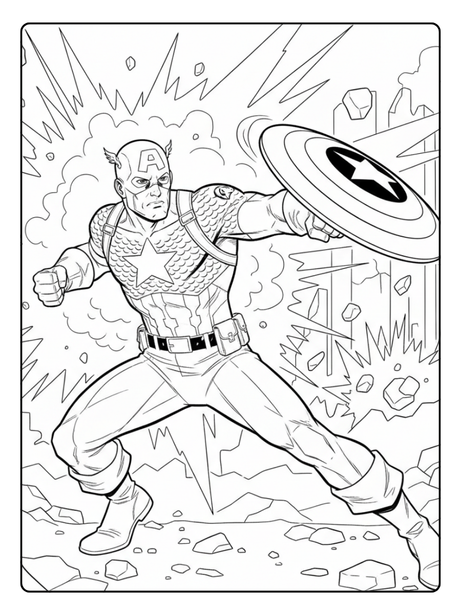 Captain America Coloring Pages – Captain America Combat Mode