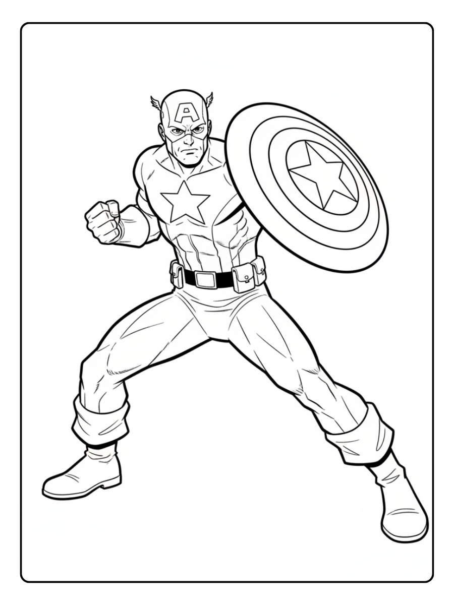 Captain America Coloring Pages – Captain America Fighting Pose