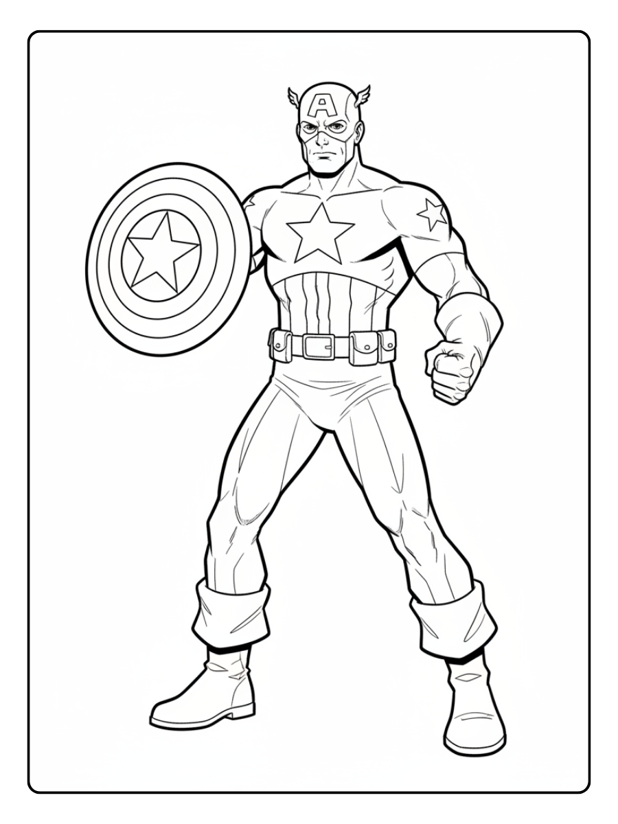 Captain America Coloring Pages – Captain America Hero Pose