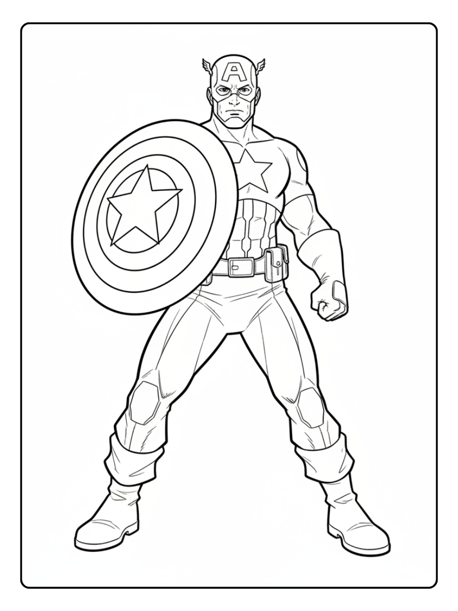 Captain America Coloring Pages – Captain America Iconic Shield