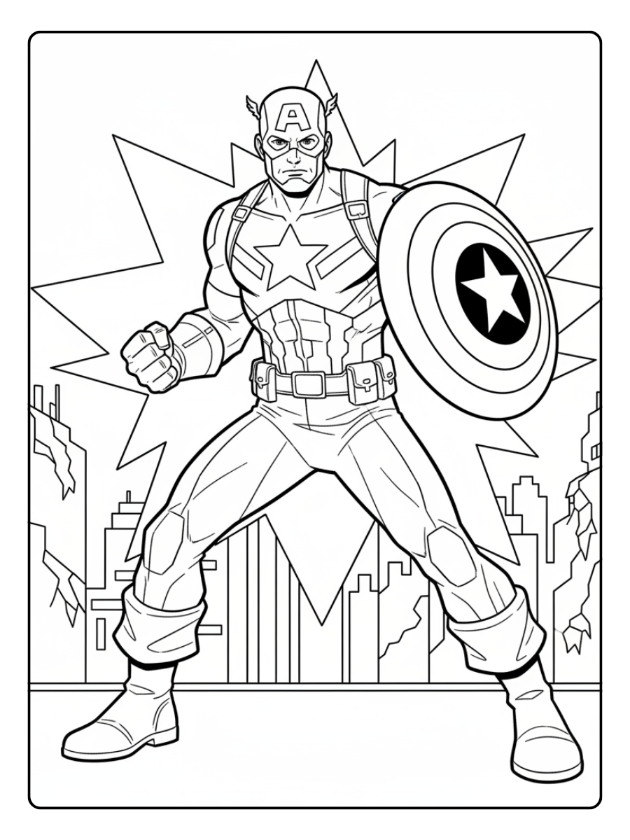 Captain America Coloring Pages – Captain America Power Stance