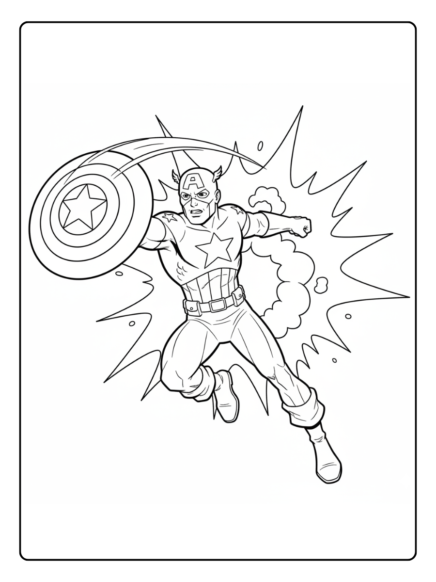 Captain America Coloring Pages – Captain America Shield Action