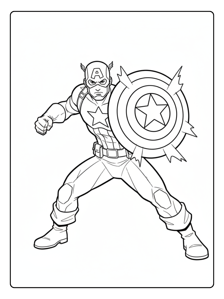 Captain America Coloring Pages – Captain America Shield Ready