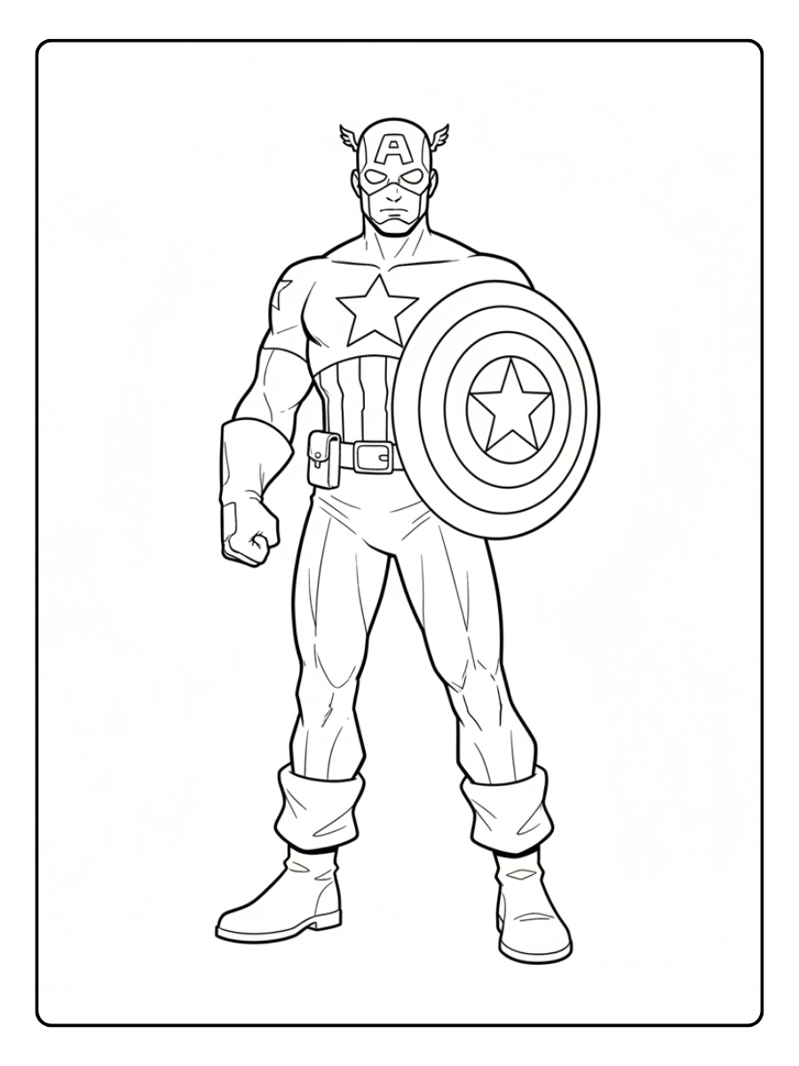 Captain America Coloring Pages – Captain America Simple Outline