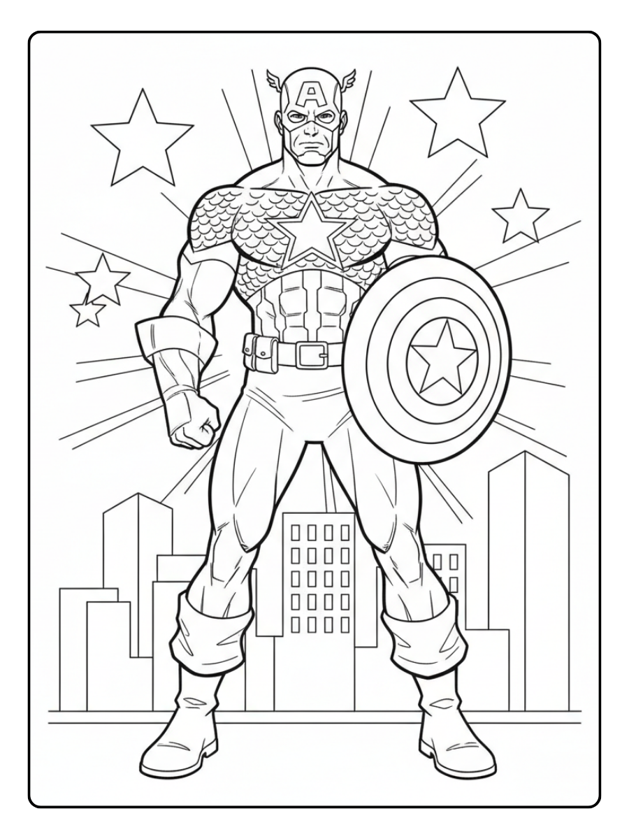 Captain America Coloring Pages – Captain America Standing Strong