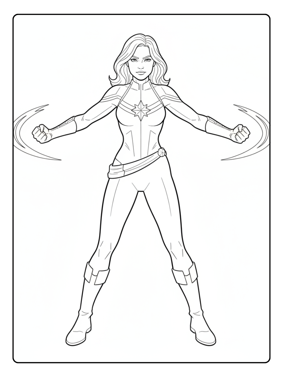 Captain Marvel Coloring Pages – Captain Marvel Classic Pose