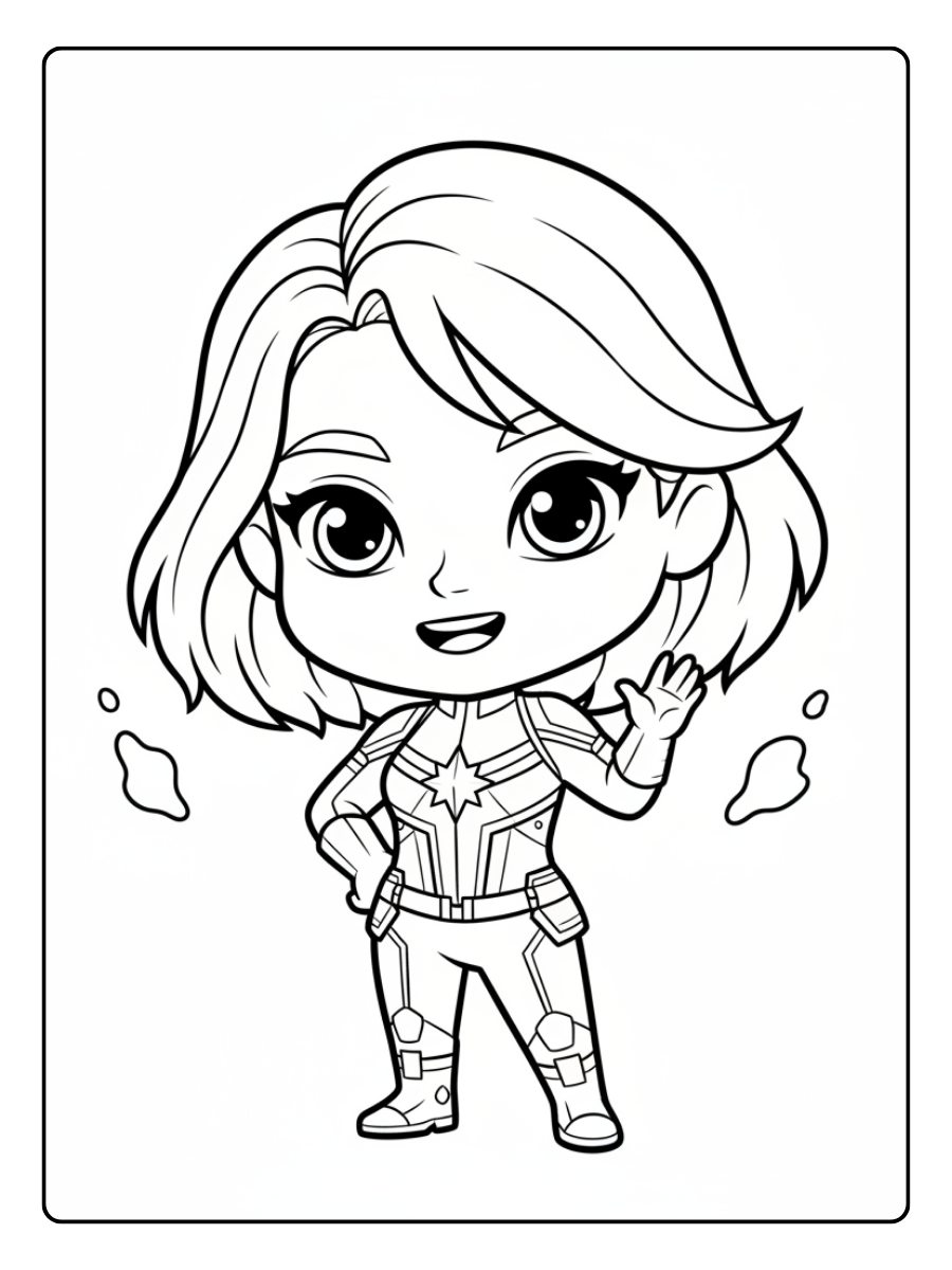 Captain Marvel Coloring Pages – Captain Marvel Cute Style
