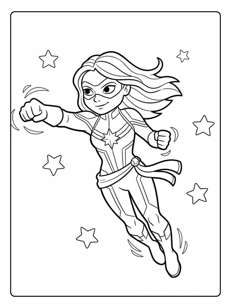 Captain Marvel Coloring Pages – Captain Marvel Easy for Kids