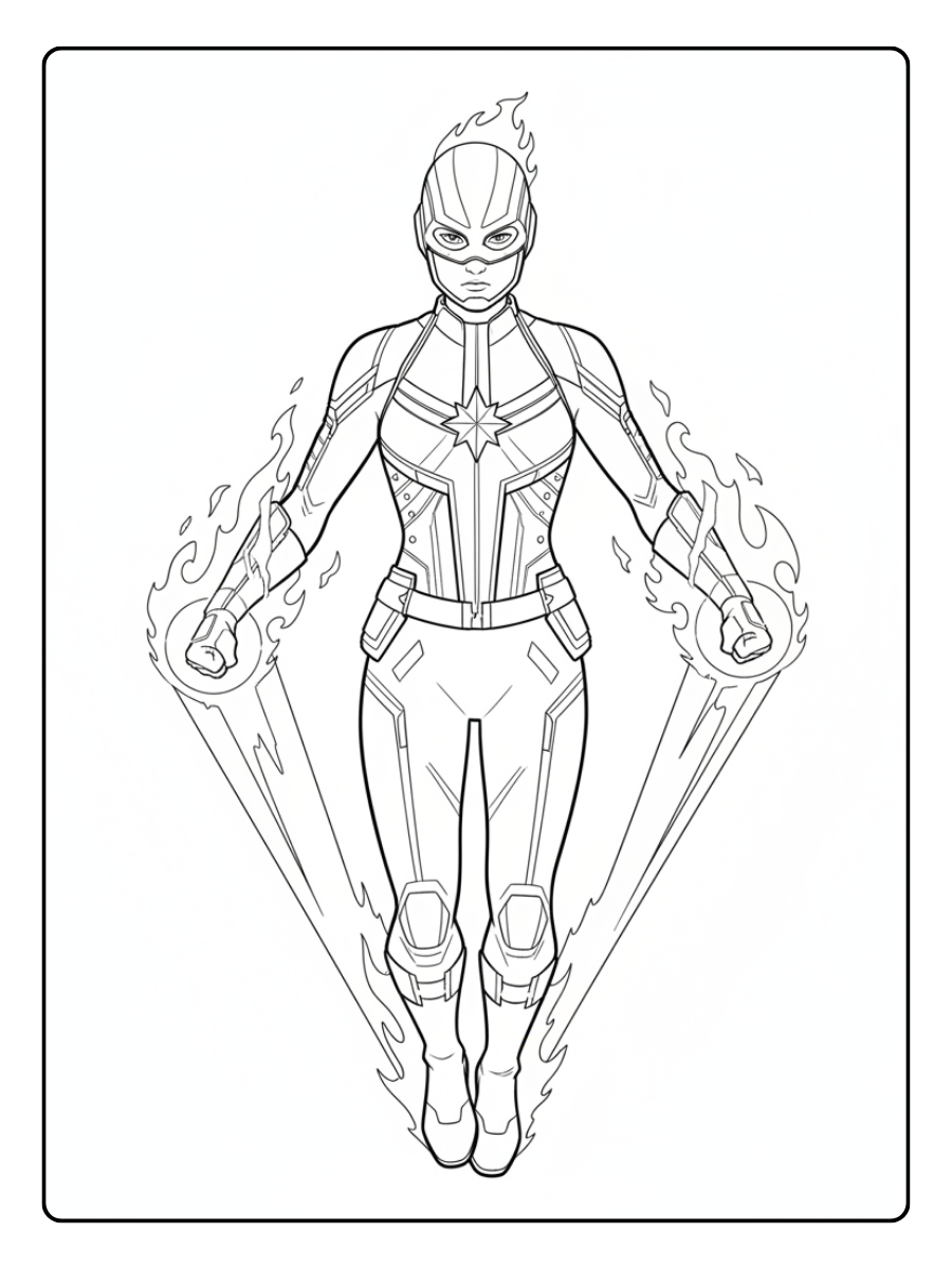 Captain Marvel Coloring Pages – Captain Marvel Energy Power