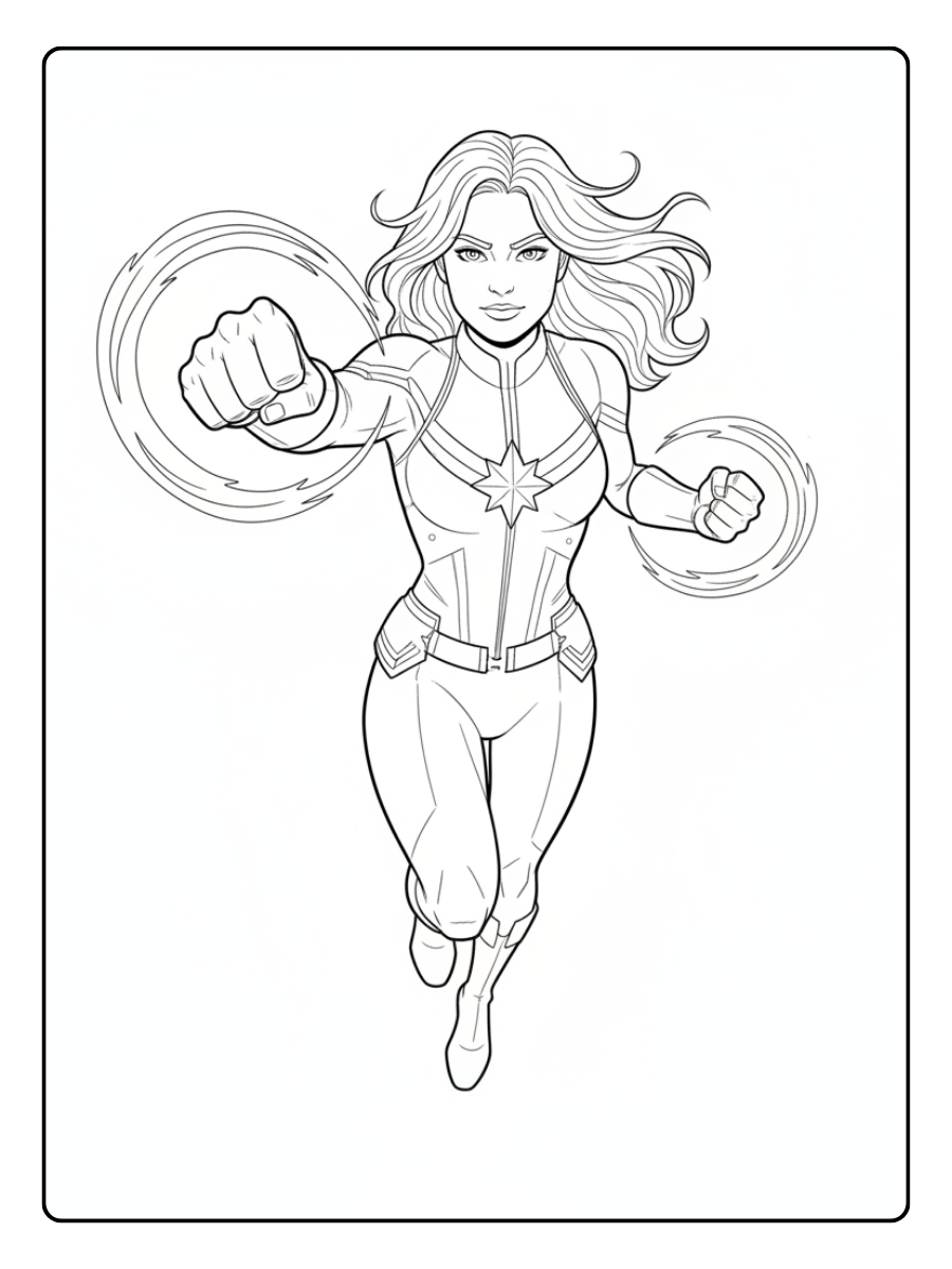 Captain Marvel Coloring Pages – Captain Marvel Flying