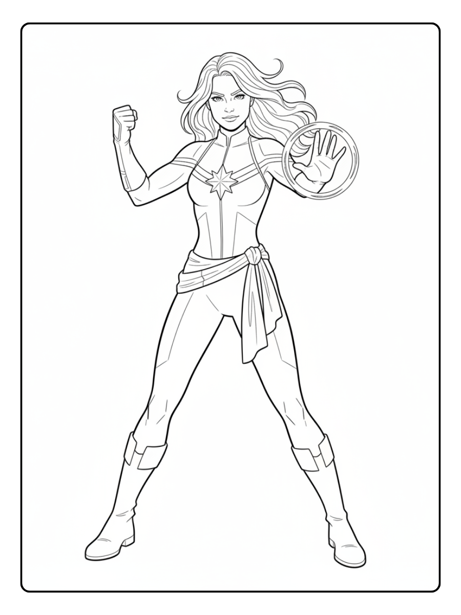 Captain Marvel Coloring Pages – Captain Marvel Hero Pose