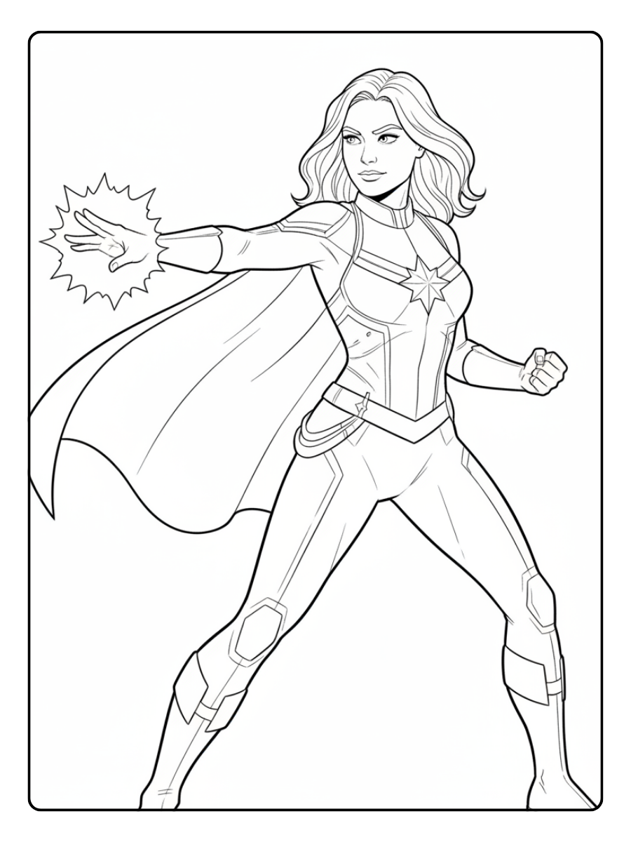 Captain Marvel Coloring Pages – Captain Marvel Power Stance
