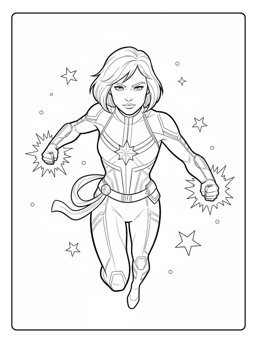 Captain Marvel Coloring Pages – Captain Marvel Short Hair