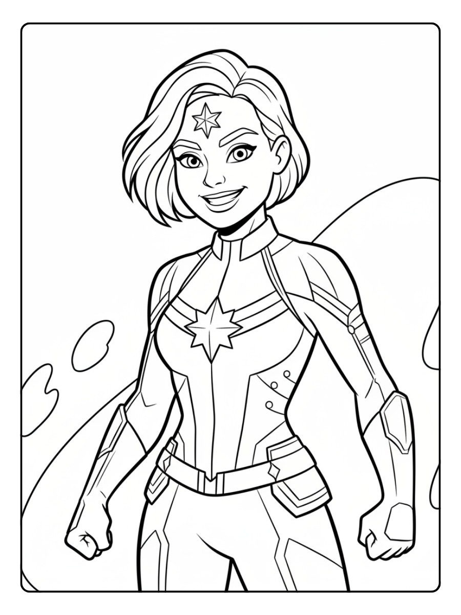 Captain Marvel Coloring Pages – Captain Marvel Smiling