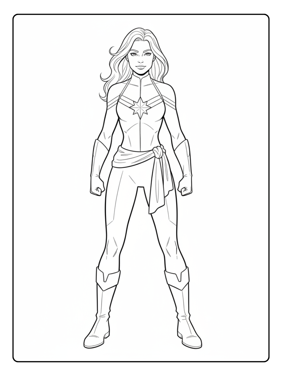 Captain Marvel Coloring Pages – Captain Marvel Standing