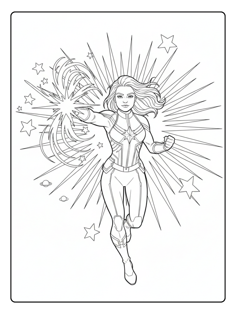 Captain Marvel Coloring Pages – Captain Marvel Star Power
