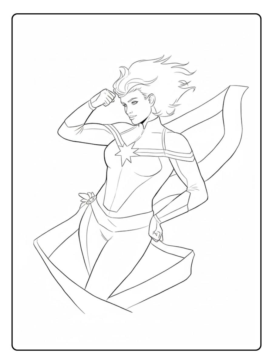 Captain Marvel Simple Line Art Marvel Coloring Pages