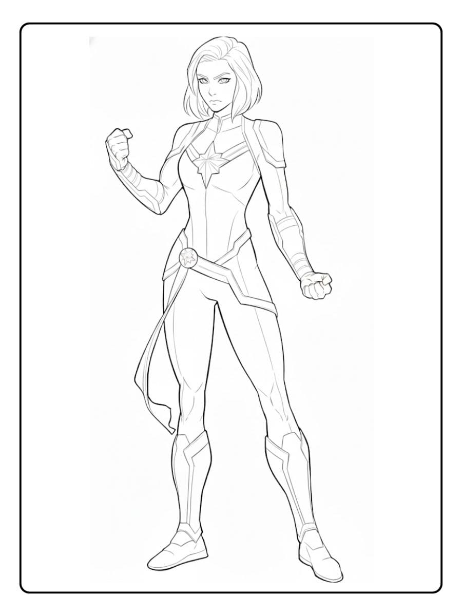 Captain Marvel Simple Sketch Coloring Pages