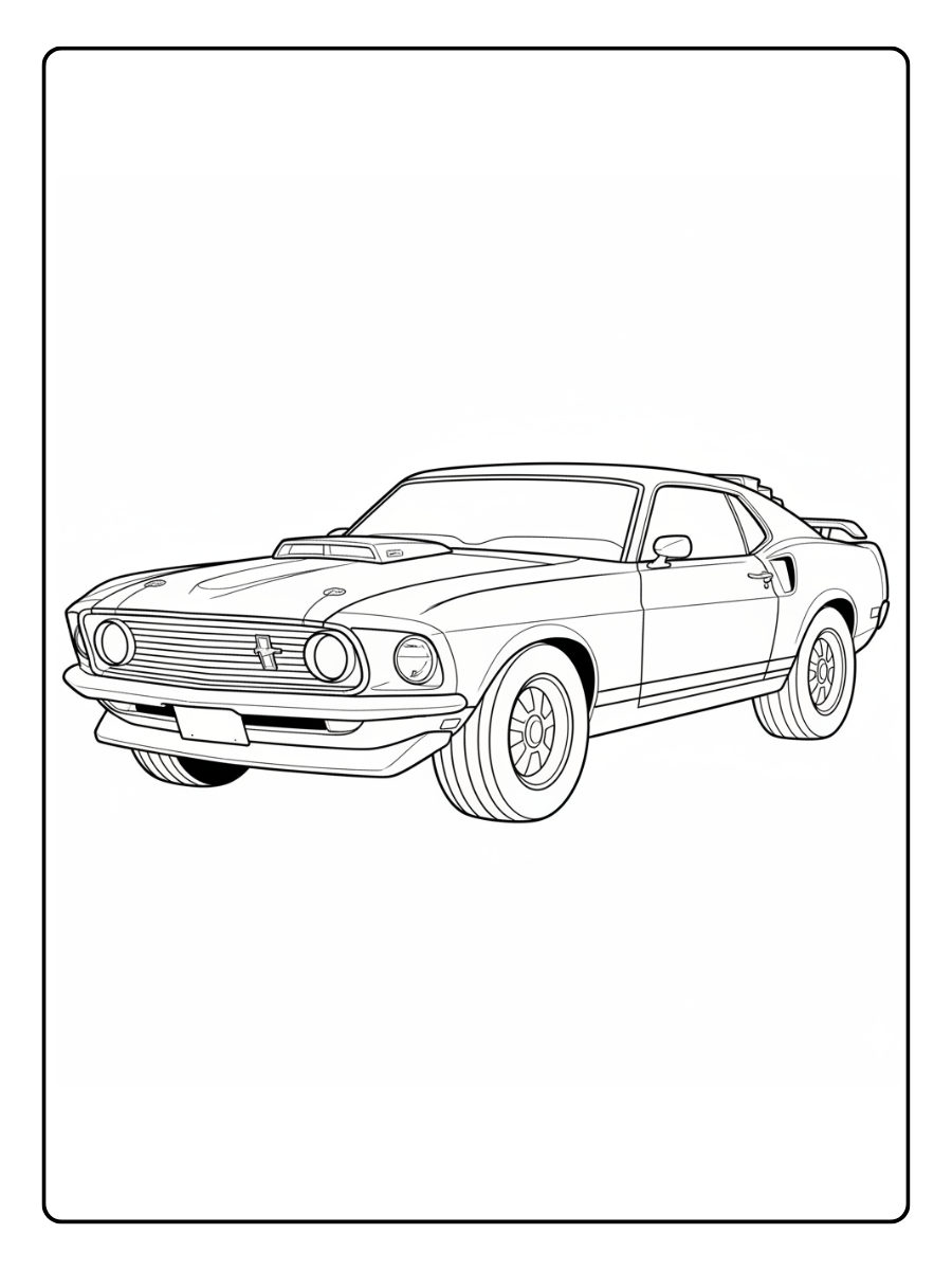 Car Coloring Pages – Classic Muscle Car