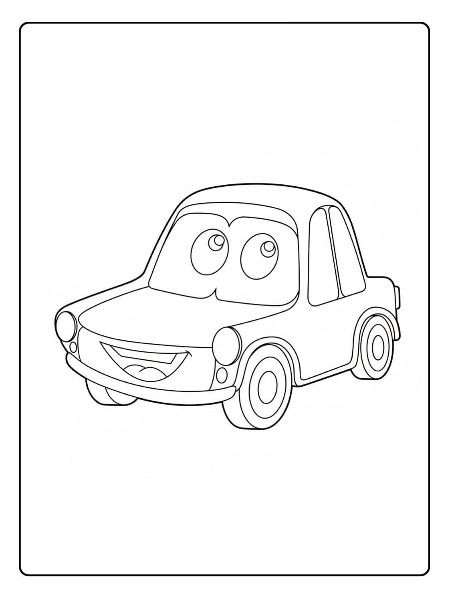 Car coloring pages cartoon pickup style car smiling