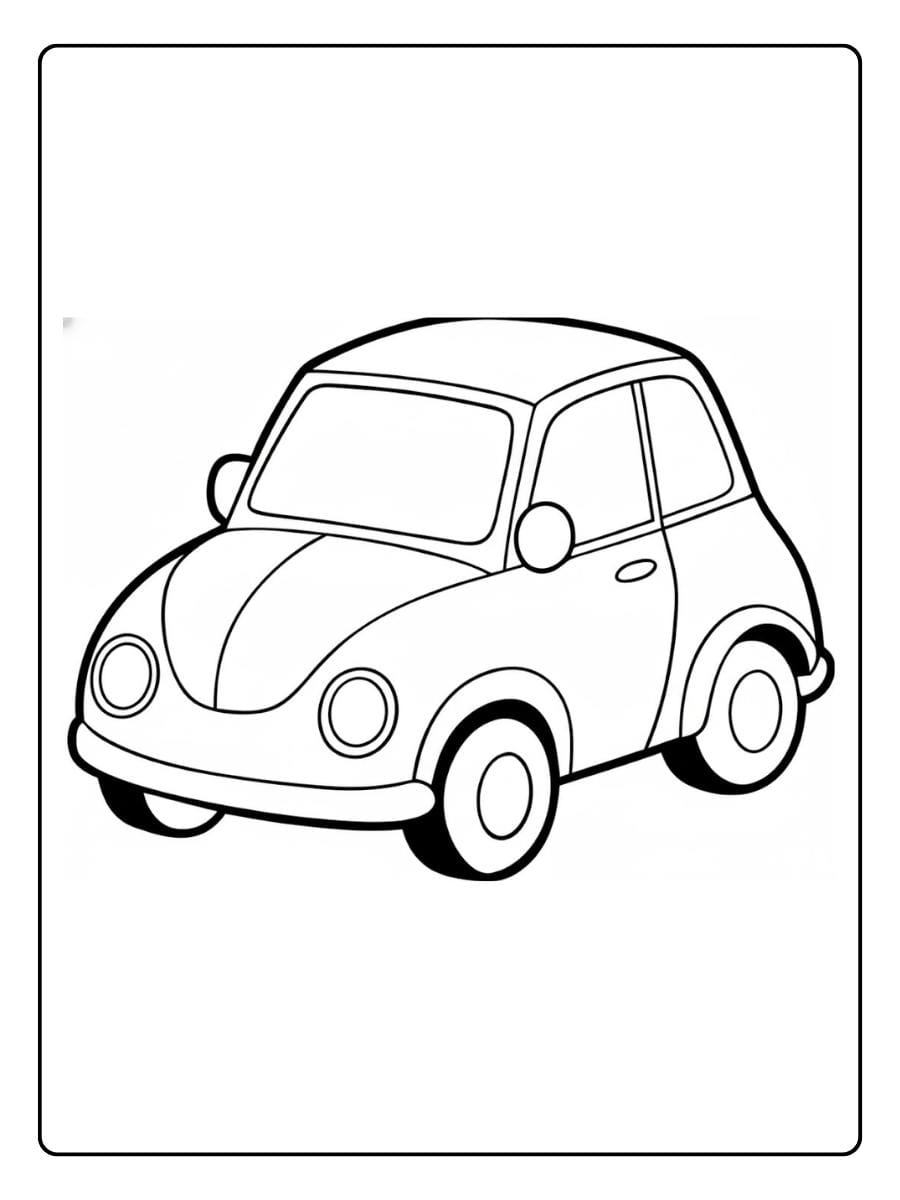 Car coloring pages classic compact car simple outline
