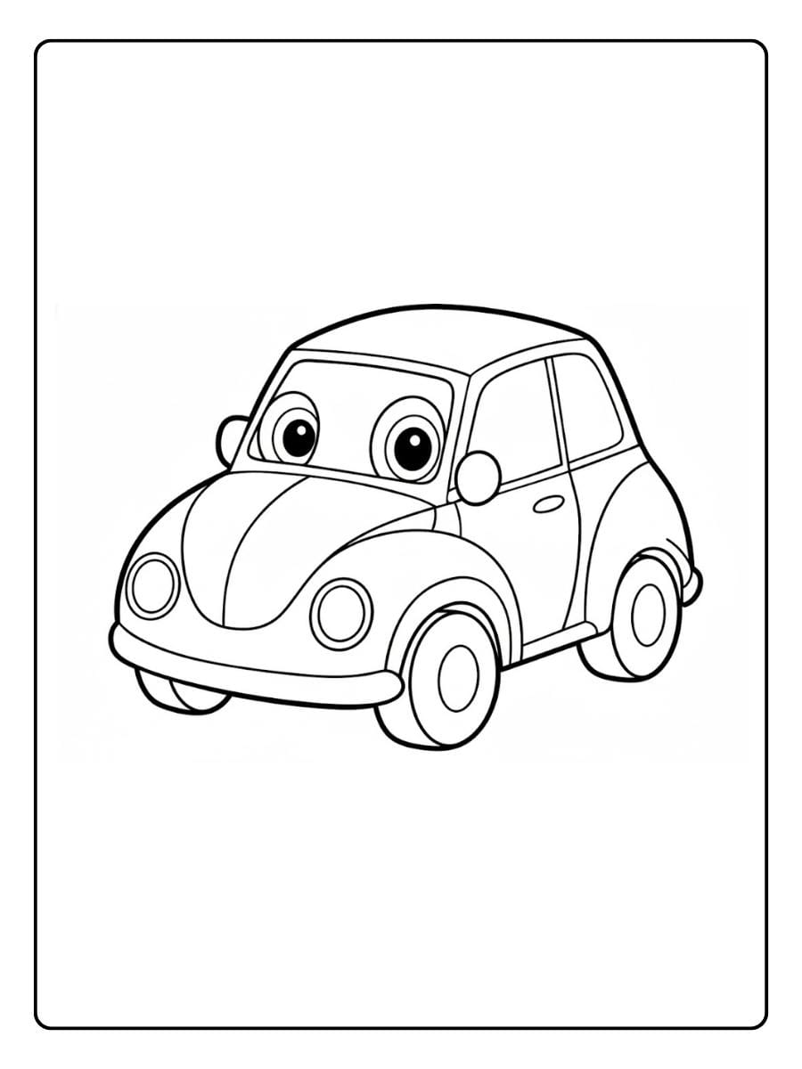 Car coloring pages cute small car front view