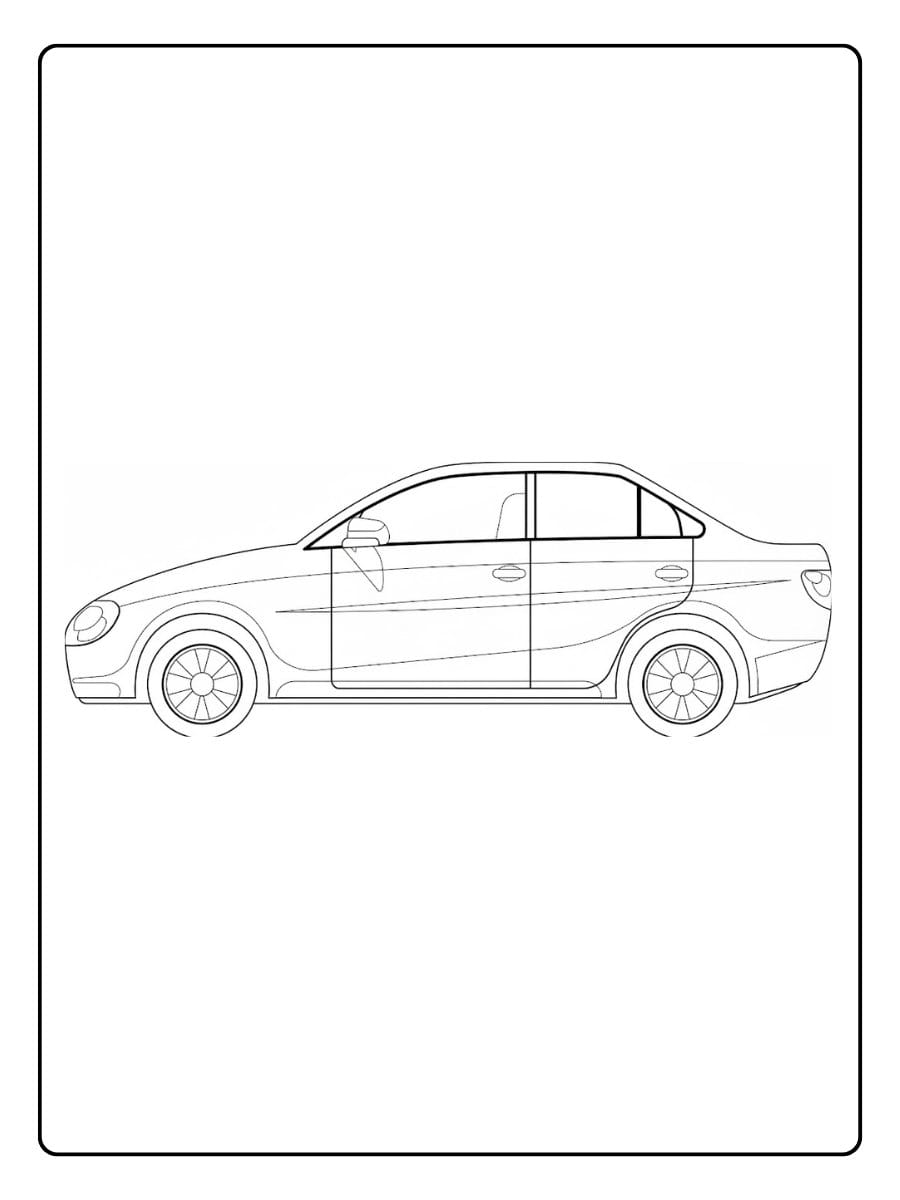 Car coloring pages realistic sedan car side view