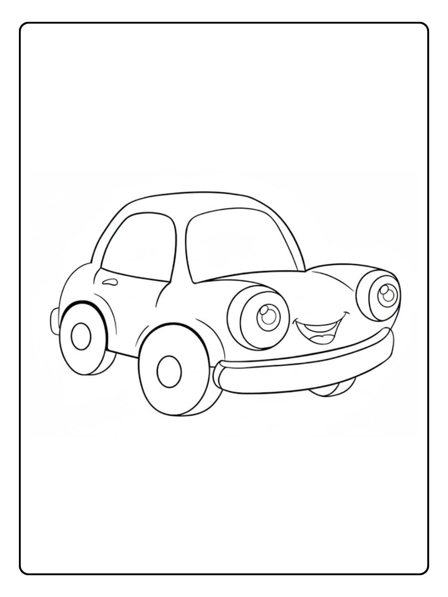 Car coloring pages simple cartoon car for kids