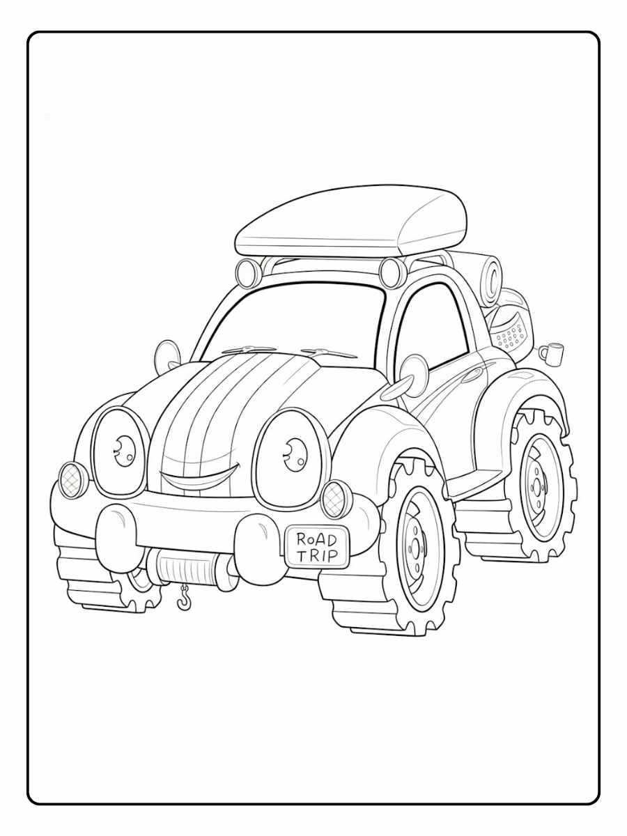 Car coloring pages vintage beetle style car illustration