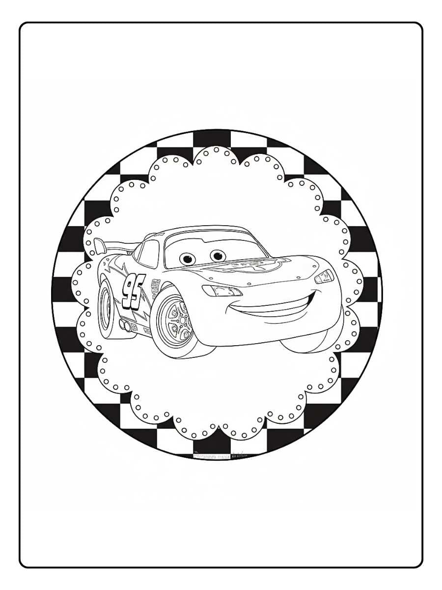 Cars 2 Lightning McQueen coloring pages with Lightning McQueen in action
