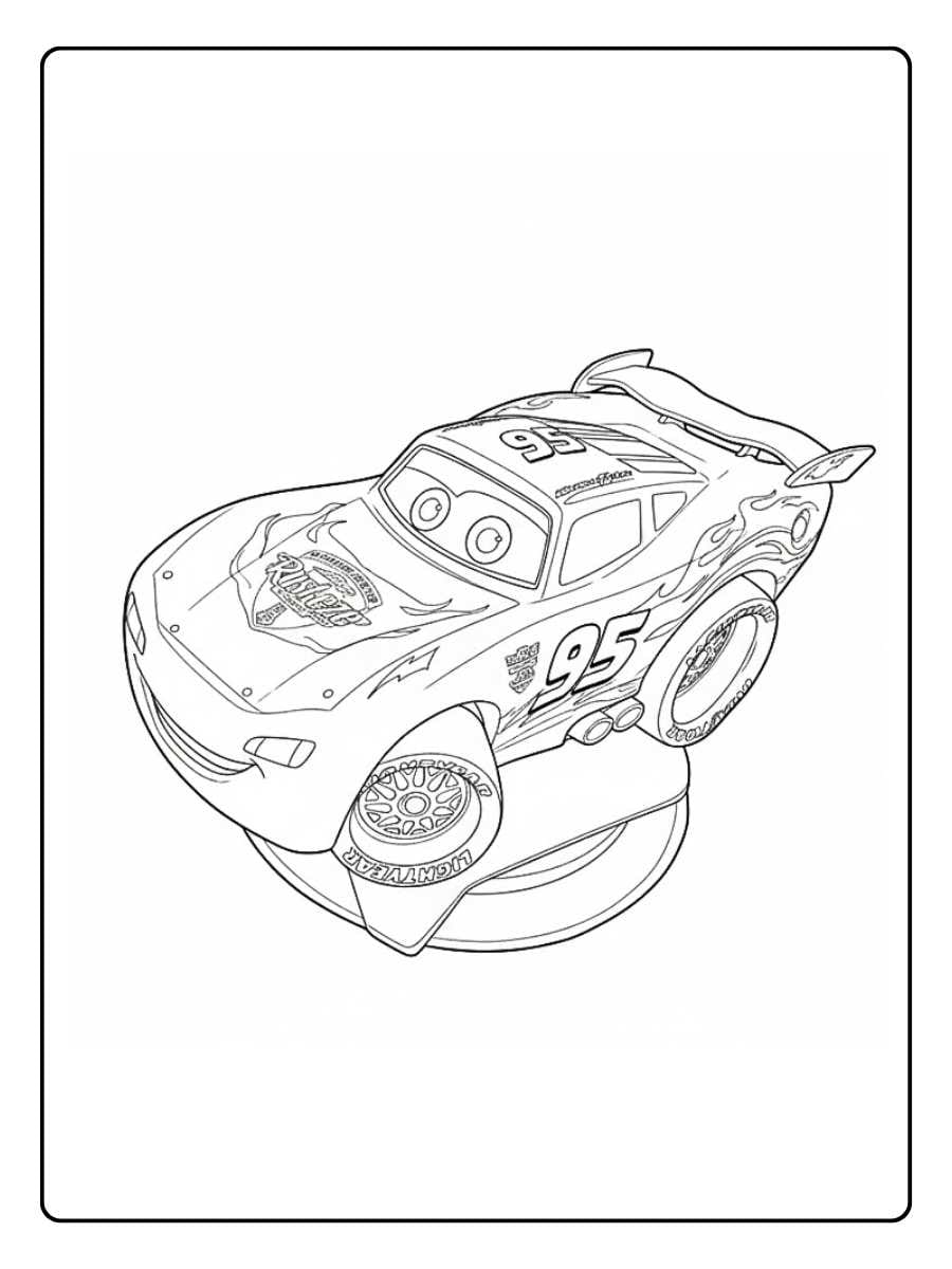Cars 2 Lightning McQueen coloring pages with Lightning McQueen jumping