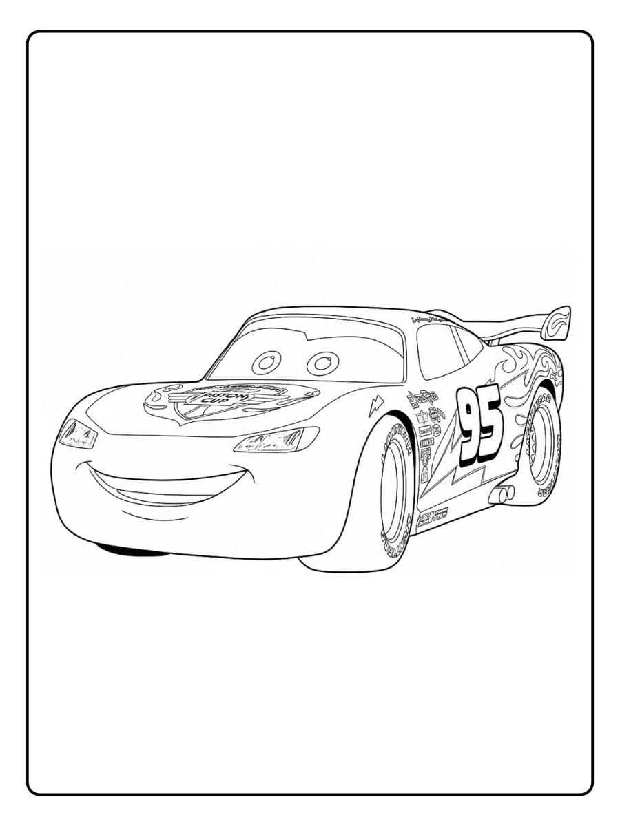 Cars 2 Lightning McQueen coloring pages with Lightning McQueen on the track